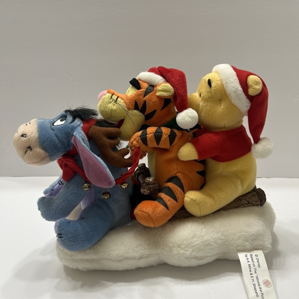 Vintage Christmas Gemmy Winnie The Pooh Singing Plush Figure Eeyore Tigger